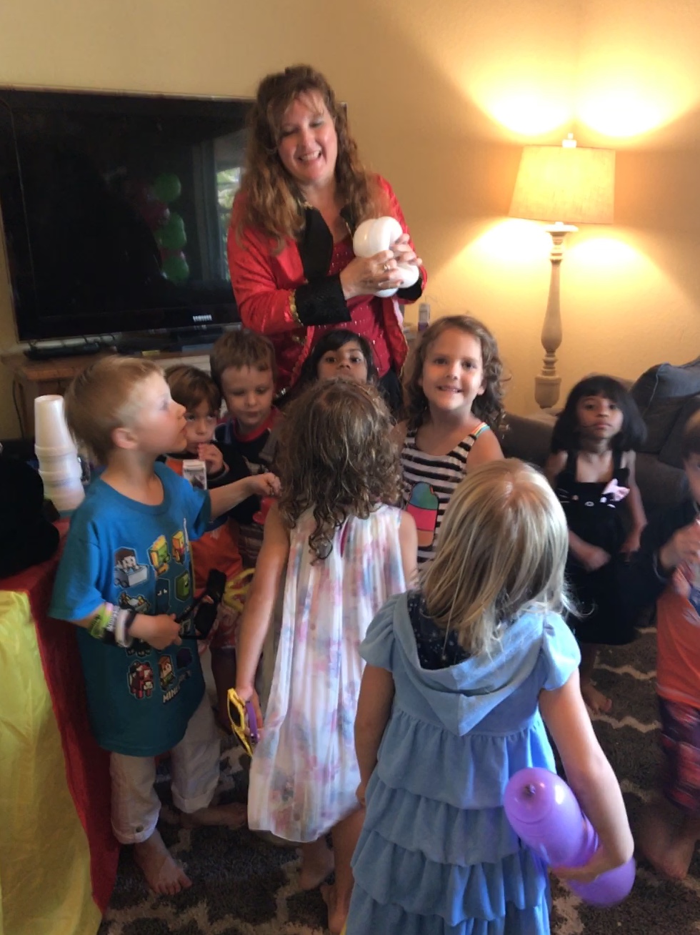 Balloon twisting party with children